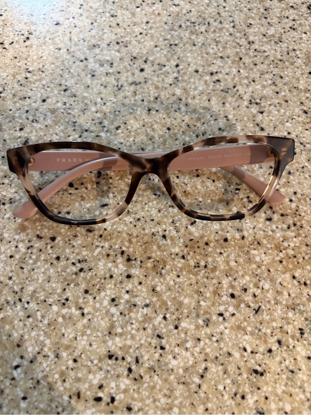 Prada Brown Tortoiseshell Frames with Pink Temples(Missing Lenses)